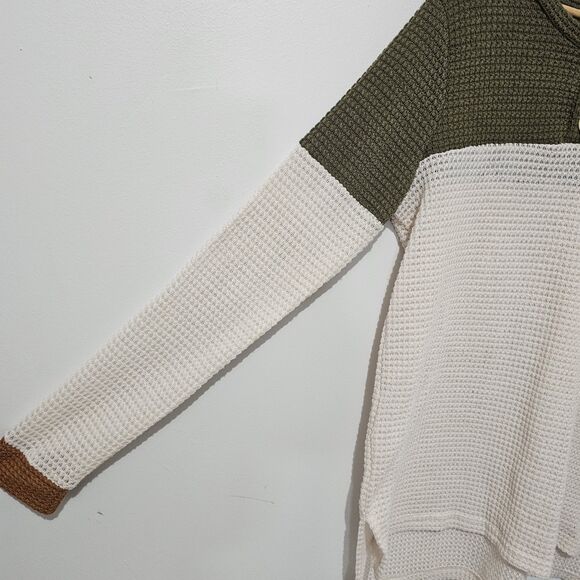 Daytrip - Sweater Waffle Knit - Size M - Cream Green Copper Colorblock - Picture 5 of 10